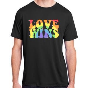 Groovy Love Wins Rainbow Pride Flag Colors LGBT Queer Ally Adult ChromaSoft Performance T-Shirt