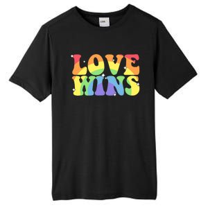 Groovy Love Wins Rainbow Pride Flag Colors LGBT Queer Ally Tall Fusion ChromaSoft Performance T-Shirt