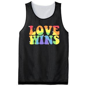 Groovy Love Wins Rainbow Pride Flag Colors LGBT Queer Ally Mesh Reversible Basketball Jersey Tank