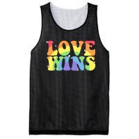 Groovy Love Wins Rainbow Pride Flag Colors LGBT Queer Ally Mesh Reversible Basketball Jersey Tank