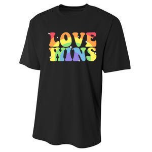 Groovy Love Wins Rainbow Pride Flag Colors LGBT Queer Ally Performance Sprint T-Shirt