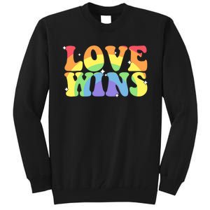 Groovy Love Wins Rainbow Pride Flag Colors LGBT Queer Ally Tall Sweatshirt