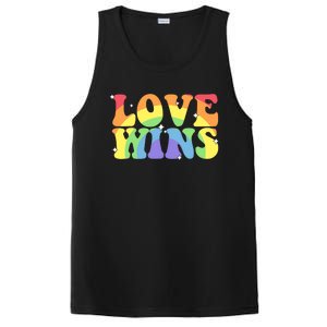 Groovy Love Wins Rainbow Pride Flag Colors LGBT Queer Ally PosiCharge Competitor Tank