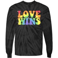 Groovy Love Wins Rainbow Pride Flag Colors LGBT Queer Ally Tie-Dye Long Sleeve Shirt