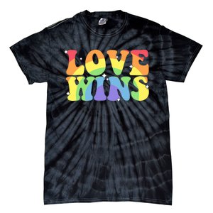 Groovy Love Wins Rainbow Pride Flag Colors LGBT Queer Ally Tie-Dye T-Shirt