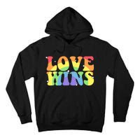 Groovy Love Wins Rainbow Pride Flag Colors LGBT Queer Ally Tall Hoodie