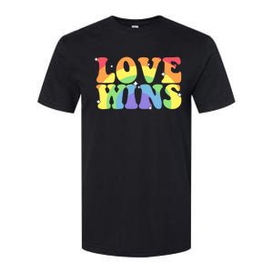 Groovy Love Wins Rainbow Pride Flag Colors LGBT Queer Ally Softstyle CVC T-Shirt