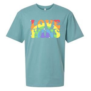 Groovy Love Wins Rainbow Pride Flag Colors LGBT Queer Ally Sueded Cloud Jersey T-Shirt