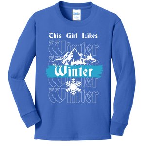 Girl Likes Winter Cozy Winter Days Nature Snowflakes Great Gift Kids Long Sleeve Shirt