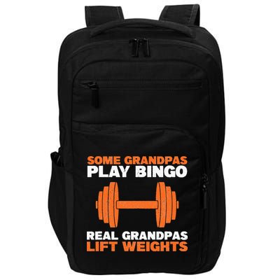 Grandpa Lift Weights Bodybuilding Grandfather Weightlifting Impact Tech Backpack