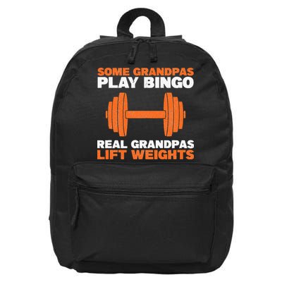 Grandpa Lift Weights Bodybuilding Grandfather Weightlifting 16 in Basic Backpack