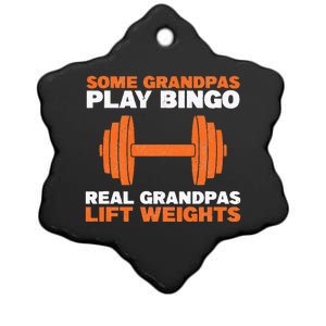 Grandpa Lift Weights Bodybuilding Grandfather Weightlifting Ceramic Star Ornament