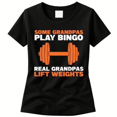 Grandpa Lift Weights Bodybuilding Grandfather Weightlifting Womens T-Shirt