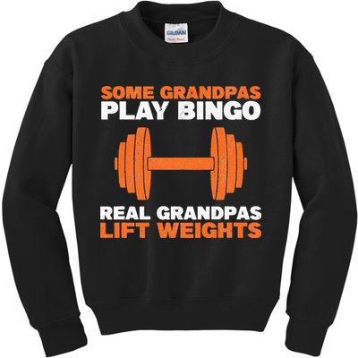 Grandpa Lift Weights Bodybuilding Grandfather Weightlifting Kids Sweatshirt