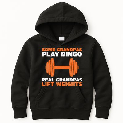 Grandpa Lift Weights Bodybuilding Grandfather Weightlifting Kids Hoodie