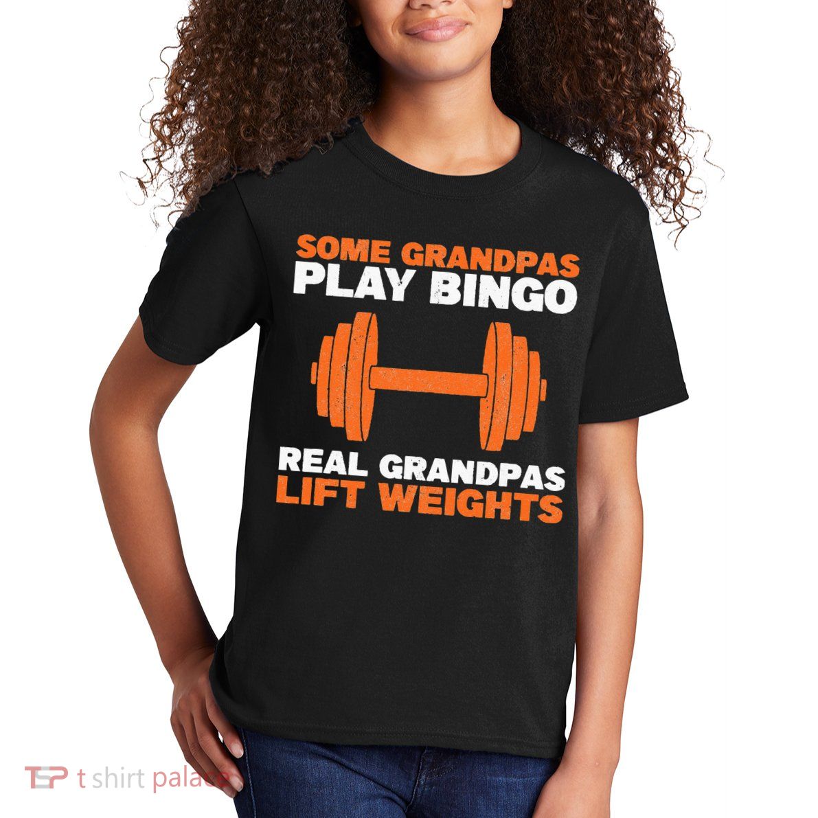 Grandpa Lift Weights Bodybuilding Grandfather Weightlifting Kids T-Shirt