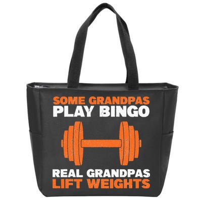 Grandpa Lift Weights Bodybuilding Grandfather Weightlifting Zip Tote Bag