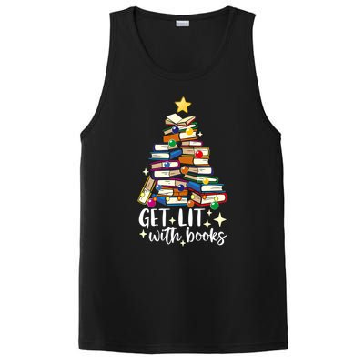 Get Lit With Books Christmas Tree Hanukkah Read Book Lover Gift PosiCharge Competitor Tank