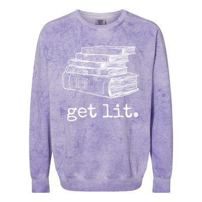 Get Lit With Books Funny Meme Gift For Book Lover, Reading TShirt Colorblast Crewneck Sweatshirt