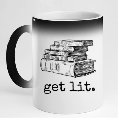 Get Lit With Books Funny Meme Gift For Book Lover, Reading TShirt 11oz Black Color Changing Mug