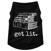 Get Lit With Books Funny Meme Gift For Book Lover, Reading TShirt Doggie Tank