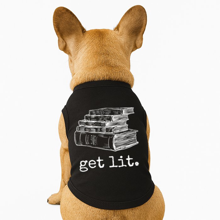 Get Lit With Books Funny Meme Gift For Book Lover, Reading TShirt Doggie Tank