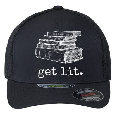 Get Lit With Books Funny Meme Gift For Book Lover, Reading TShirt Flexfit Unipanel Trucker Cap