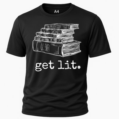 Get Lit With Books Funny Meme Gift For Book Lover, Reading TShirt Cooling Performance Crew T-Shirt