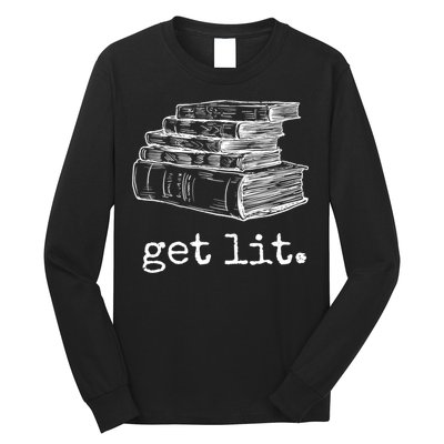 Get Lit With Books Funny Meme Gift For Book Lover, Reading TShirt Long Sleeve Shirt