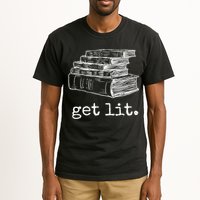 Get Lit With Books Funny Meme Gift For Book Lover, Reading TShirt Tall T-Shirt