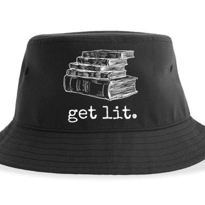 Get Lit With Books Funny Meme Gift For Book Lover, Reading TShirt Sustainable Bucket Hat