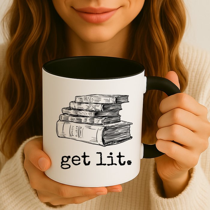 Get Lit With Books Funny Meme Gift For Book Lover, Reading TShirt Mug