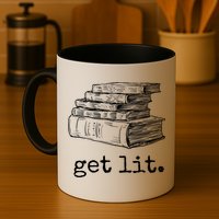 Get Lit With Books Funny Meme Gift For Book Lover, Reading TShirt Mug