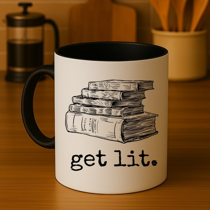 Get Lit With Books Funny Meme Gift For Book Lover, Reading TShirt Mug