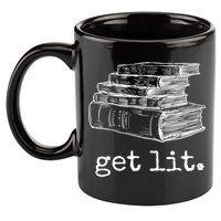 Get Lit With Books Funny Meme Gift For Book Lover, Reading TShirt 11oz C Handle Ceramic Mug