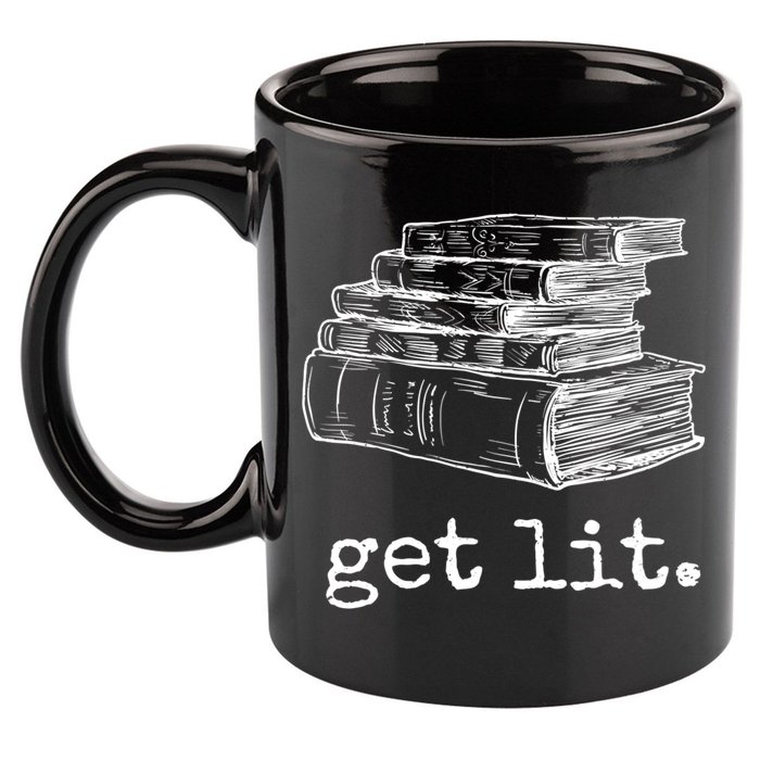 Get Lit With Books Funny Meme Gift For Book Lover, Reading TShirt 11oz C Handle Ceramic Mug