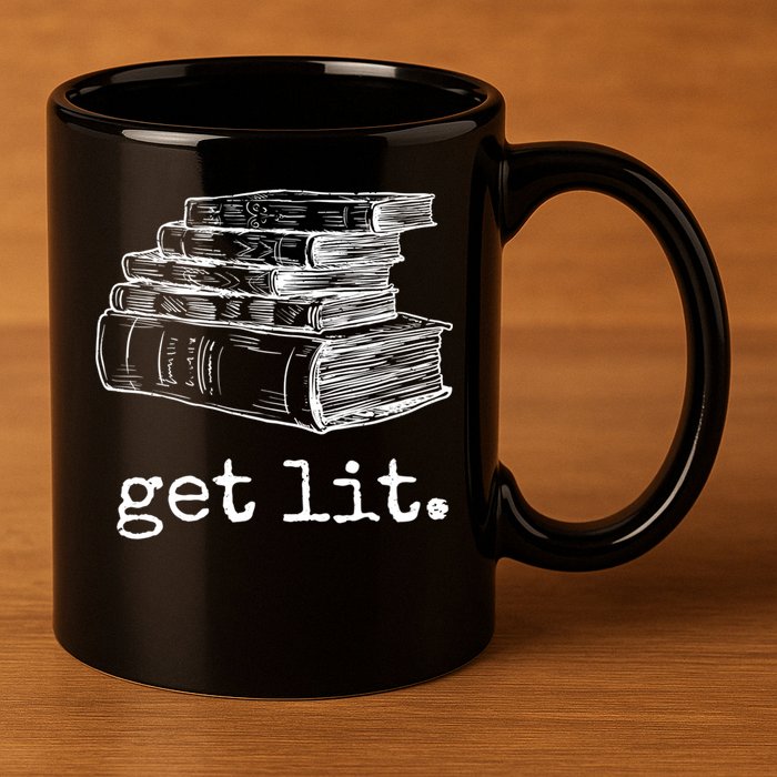 Get Lit With Books Funny Meme Gift For Book Lover, Reading TShirt 11oz C Handle Ceramic Mug