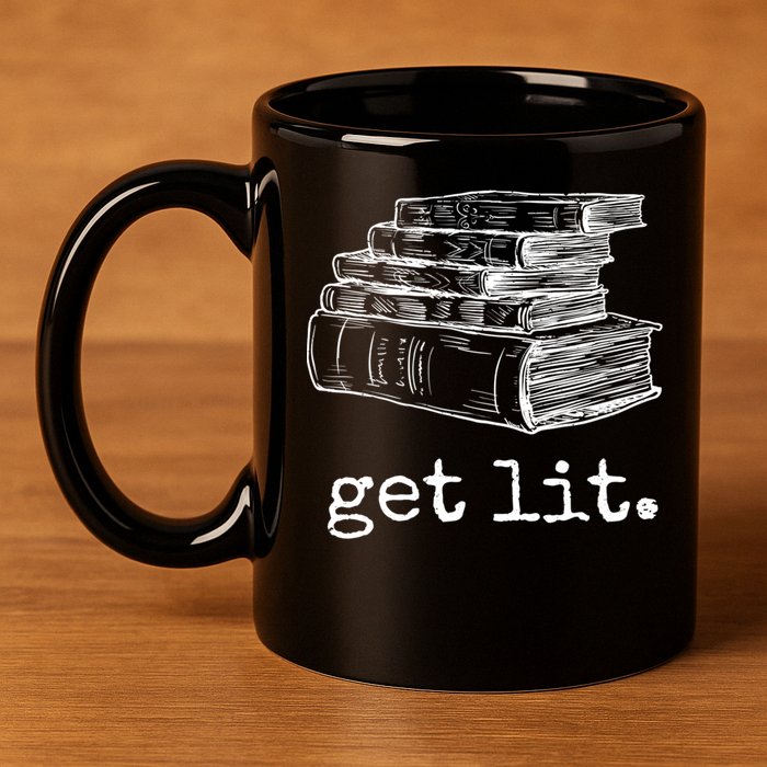 Get Lit With Books Funny Meme Gift For Book Lover, Reading TShirt 11oz C Handle Ceramic Mug