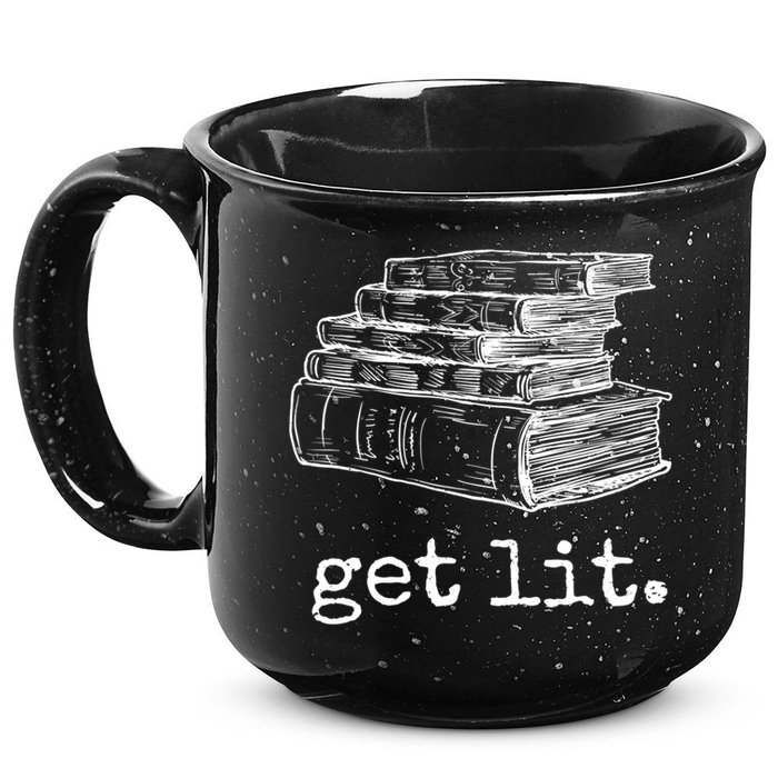 Get Lit With Books Funny Meme Gift For Book Lover, Reading TShirt 15oz Campfire Ceramic Mug