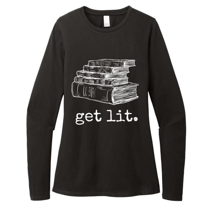 Get Lit With Books Funny Meme Gift For Book Lover, Reading TShirt Womens CVC Long Sleeve Shirt