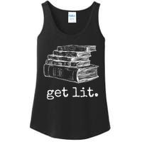 Get Lit With Books Funny Meme Gift For Book Lover, Reading TShirt Ladies Essential Tank