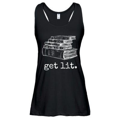 Get Lit With Books Funny Meme Gift For Book Lover, Reading TShirt Ladies Essential Flowy Tank