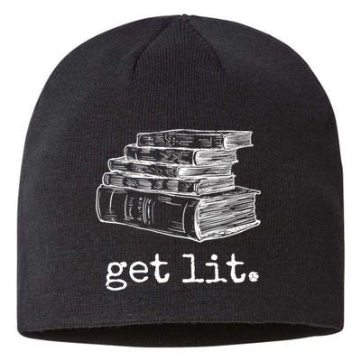 Get Lit With Books Funny Meme Gift For Book Lover, Reading TShirt Sustainable Beanie