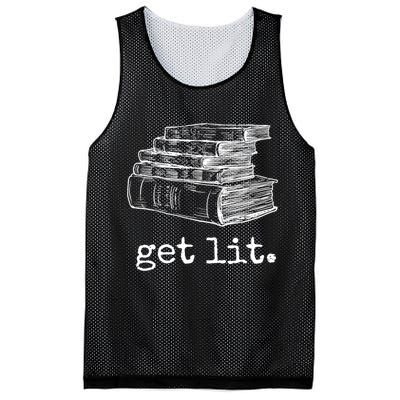 Get Lit With Books Funny Meme Gift For Book Lover, Reading TShirt Mesh Reversible Basketball Jersey Tank