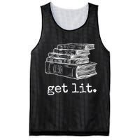 Get Lit With Books Funny Meme Gift For Book Lover, Reading TShirt Mesh Reversible Basketball Jersey Tank