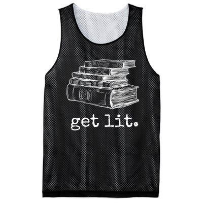 Get Lit With Books Funny Meme Gift For Book Lover, Reading TShirt Mesh Reversible Basketball Jersey Tank