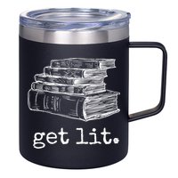 Get Lit With Books Funny Meme Gift For Book Lover, Reading TShirt 12oz Stainless Steel Coffee Mug