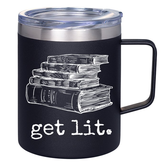 Get Lit With Books Funny Meme Gift For Book Lover, Reading TShirt 12oz Stainless Steel Coffee Mug
