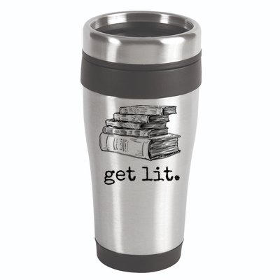 Get Lit With Books Funny Meme Gift For Book Lover, Reading TShirt 16oz Travel Tumbler