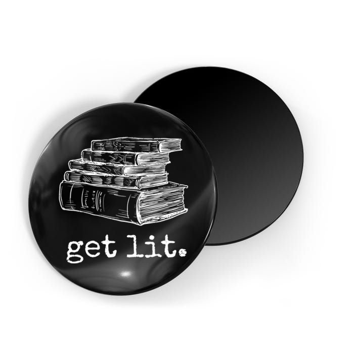 Get Lit With Books Funny Meme Gift For Book Lover, Reading TShirt Magnet